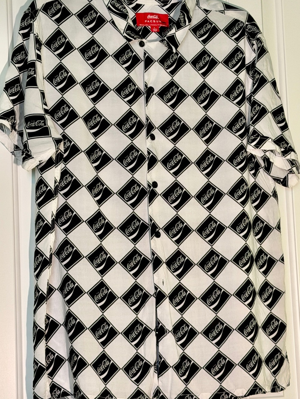 Coca Cola Black & White Geometric Logo Button-Down Shirt